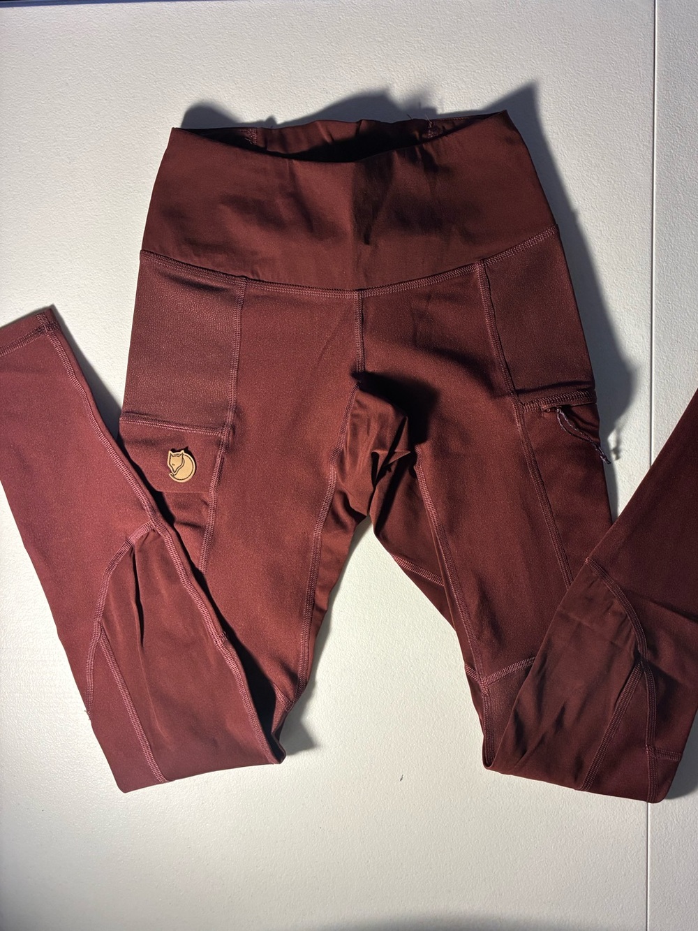 Fjällräven Deep Wine Red High-Waist Pocket Leggings Size XXS